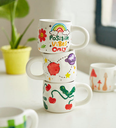 Kit Per Personalizzare Tazze Paint-a-Mug - Doppio Set Con Colori, Pennelli E Guida, Ceramica Lavabile A Mano