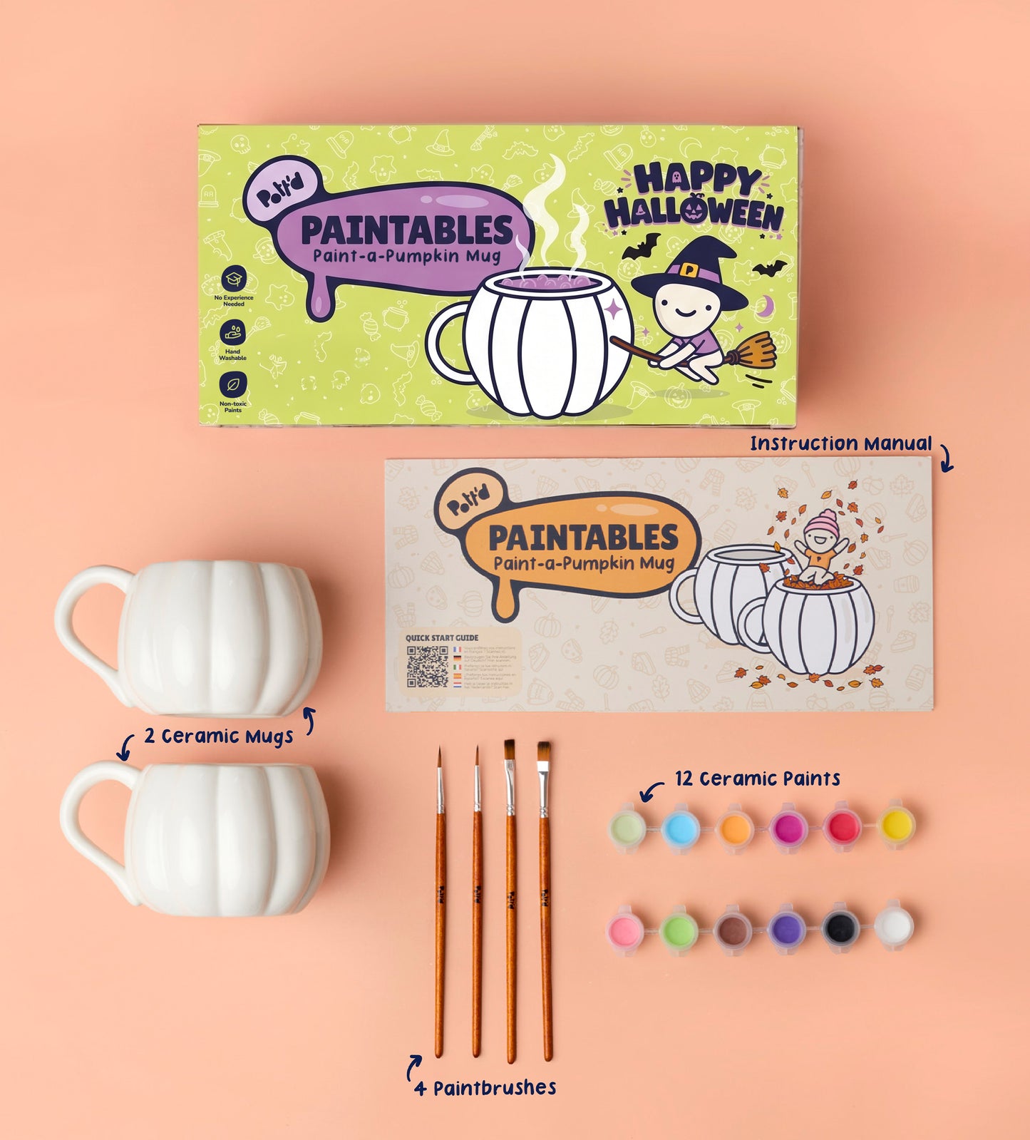 Halloween Pumpkin Paint-a-Mug x2