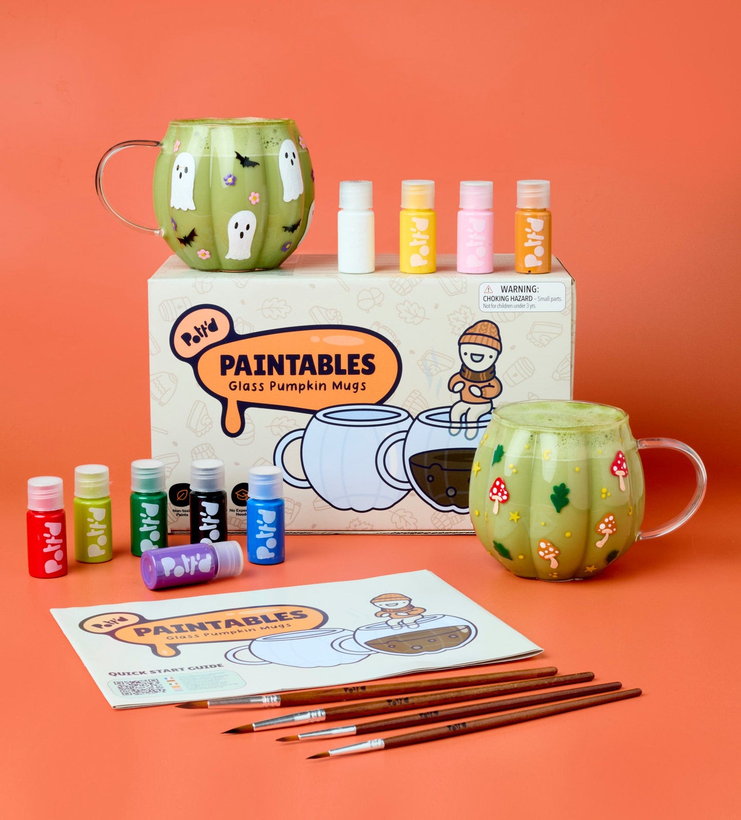 Glass Pumpkin Paint-a-Mug x2