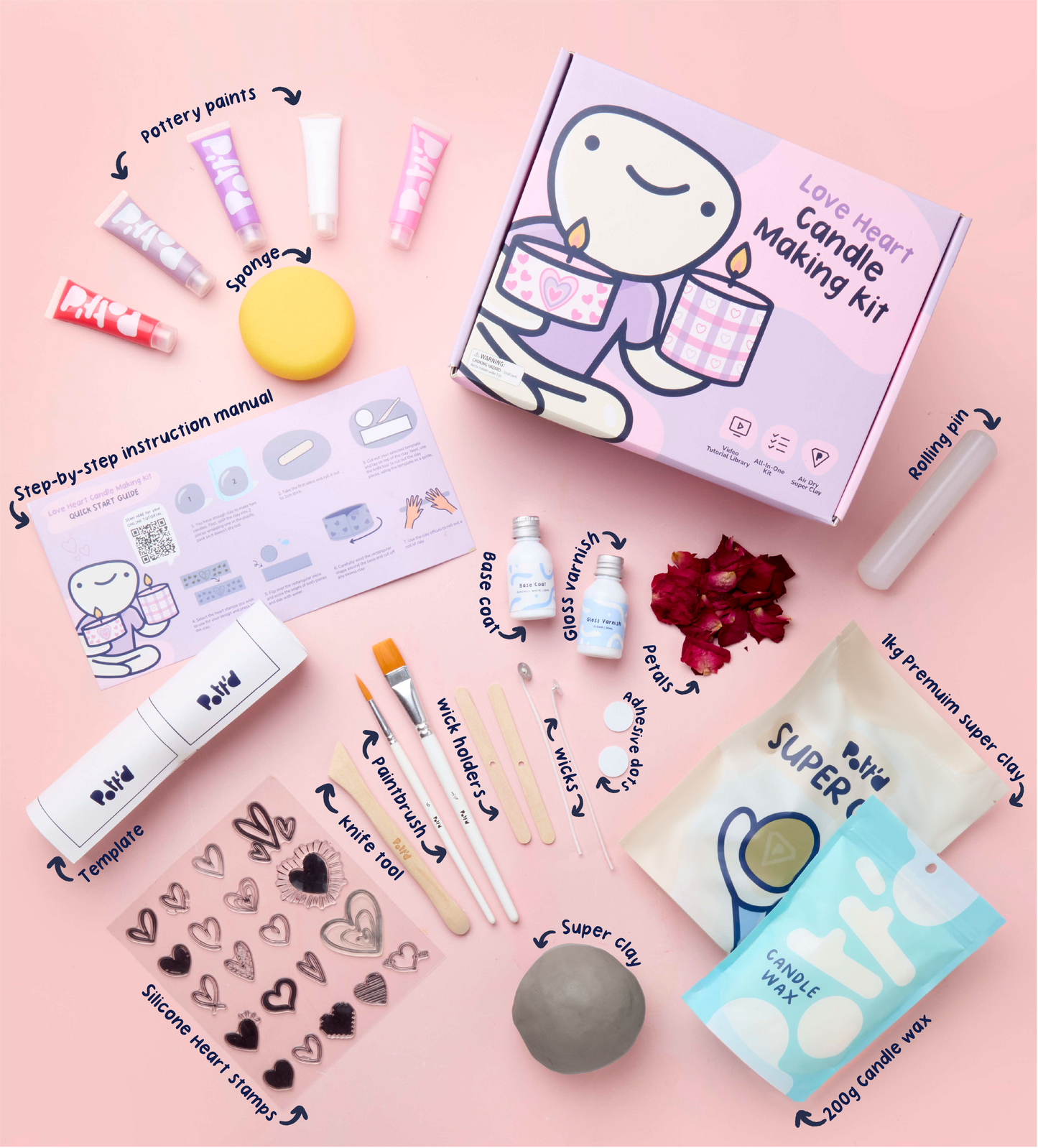 Red Rose Creative Candle & Clay Kit