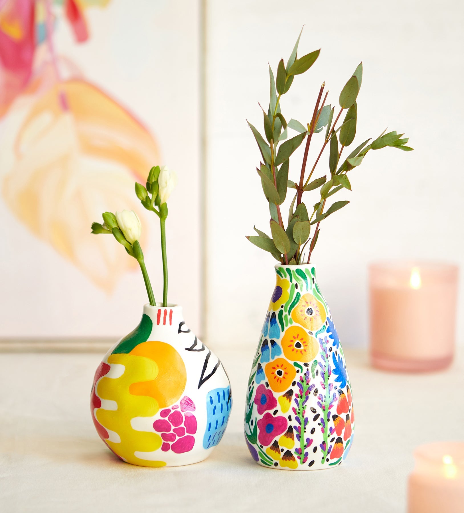 Pott d Paint a Vase Pottery Painting Kit Personalised DIY Vase Craft Set Includes Vases Paints and Step By Step Guide