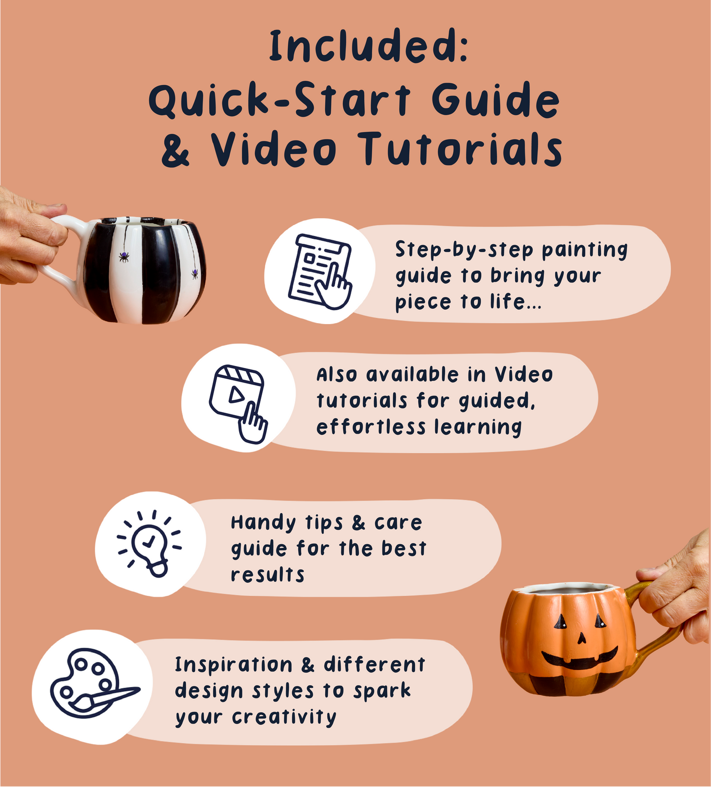 Halloween Pumpkin Paint-a-Mug x2